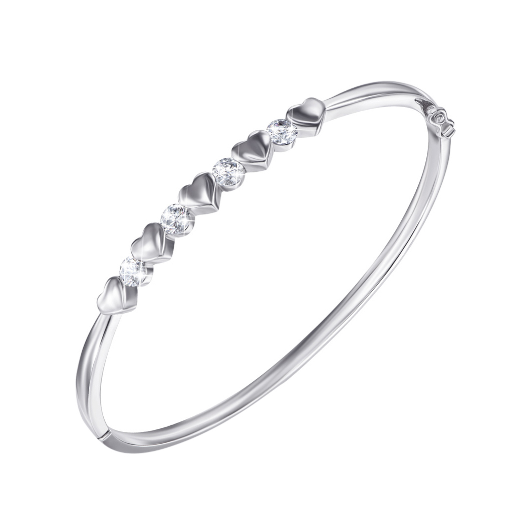 

Серебряный жесткий браслет с фианитами 000123499 без размера