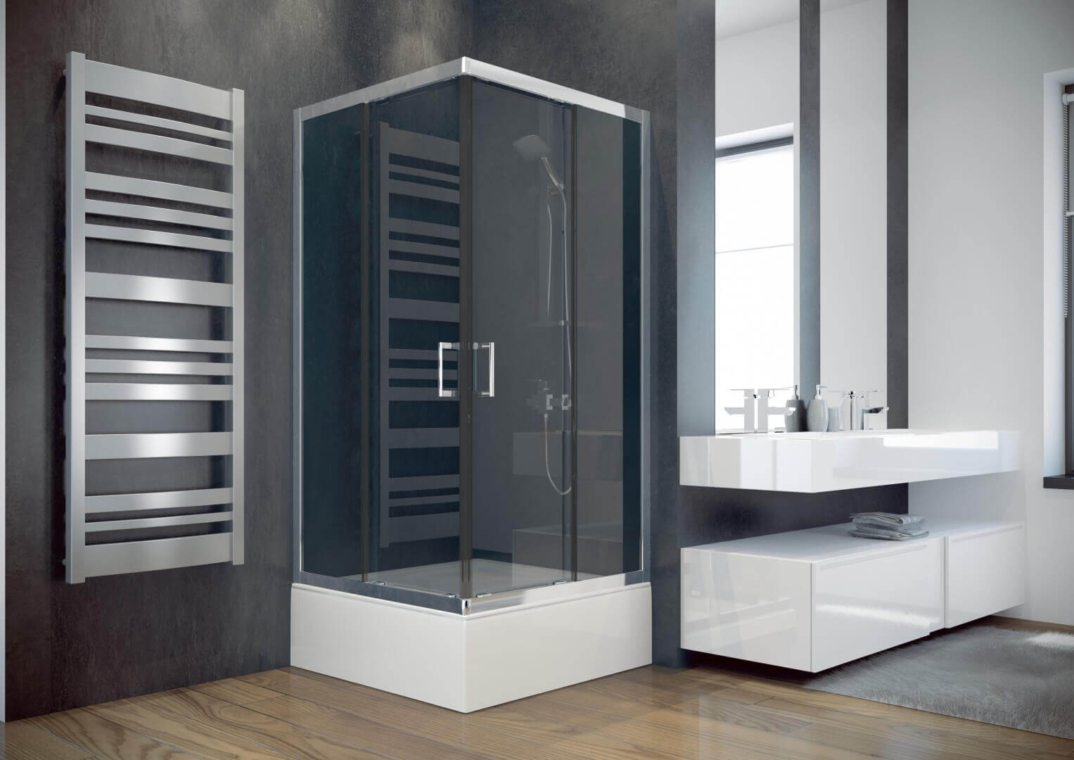 

Душова кабіна Besco Modern 80x80x165, графітне скло (MK-80-165-G)