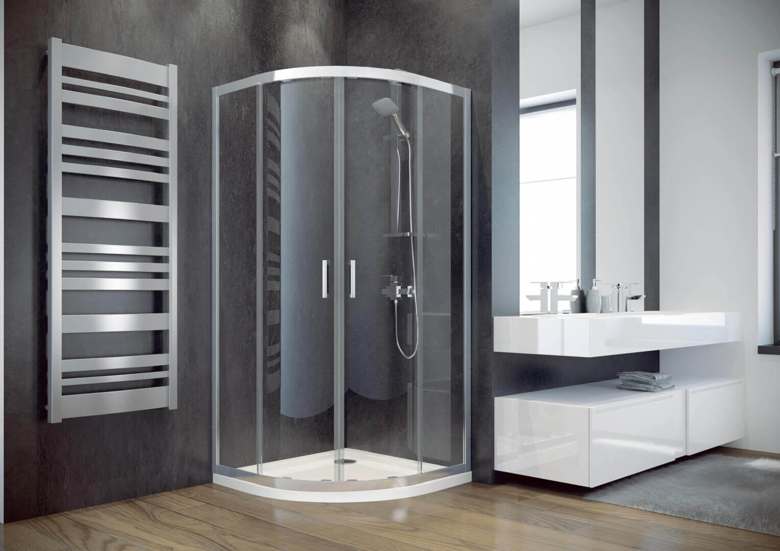 

Душова кабіна Besco Modern 90x90x185, скло з ефектом морозу (MP-90-165-M)
