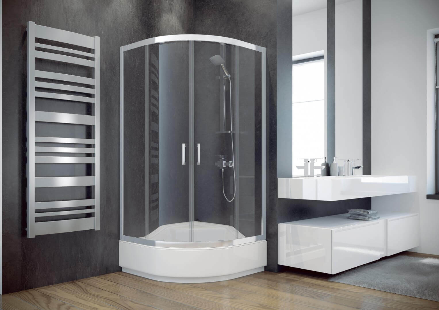 

Душова кабіна Besco Modern 80x80x165, скло з ефектом морозу (MP-80-165-M)