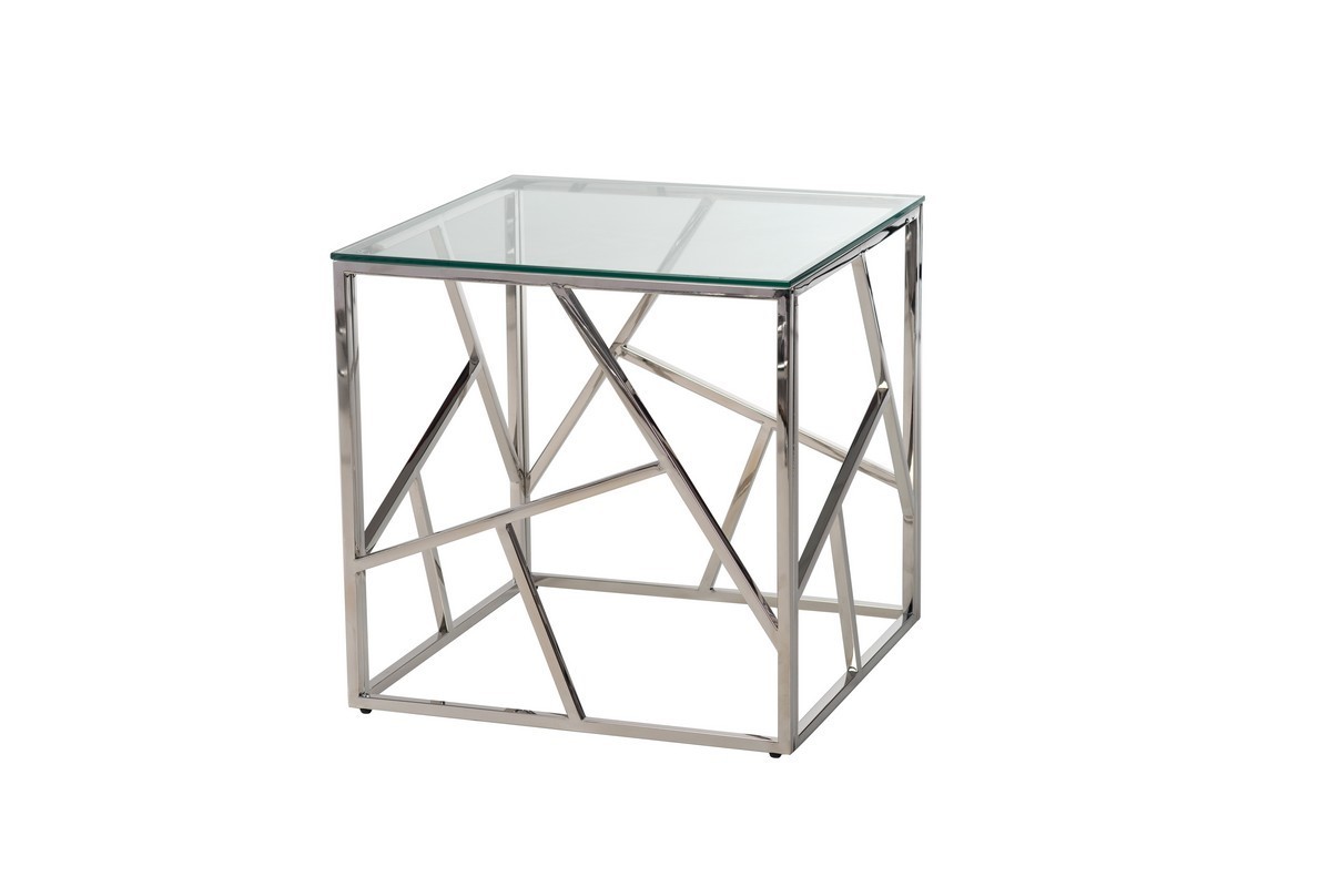 

Стол Белла 55x55x55 см прозрачный серебро