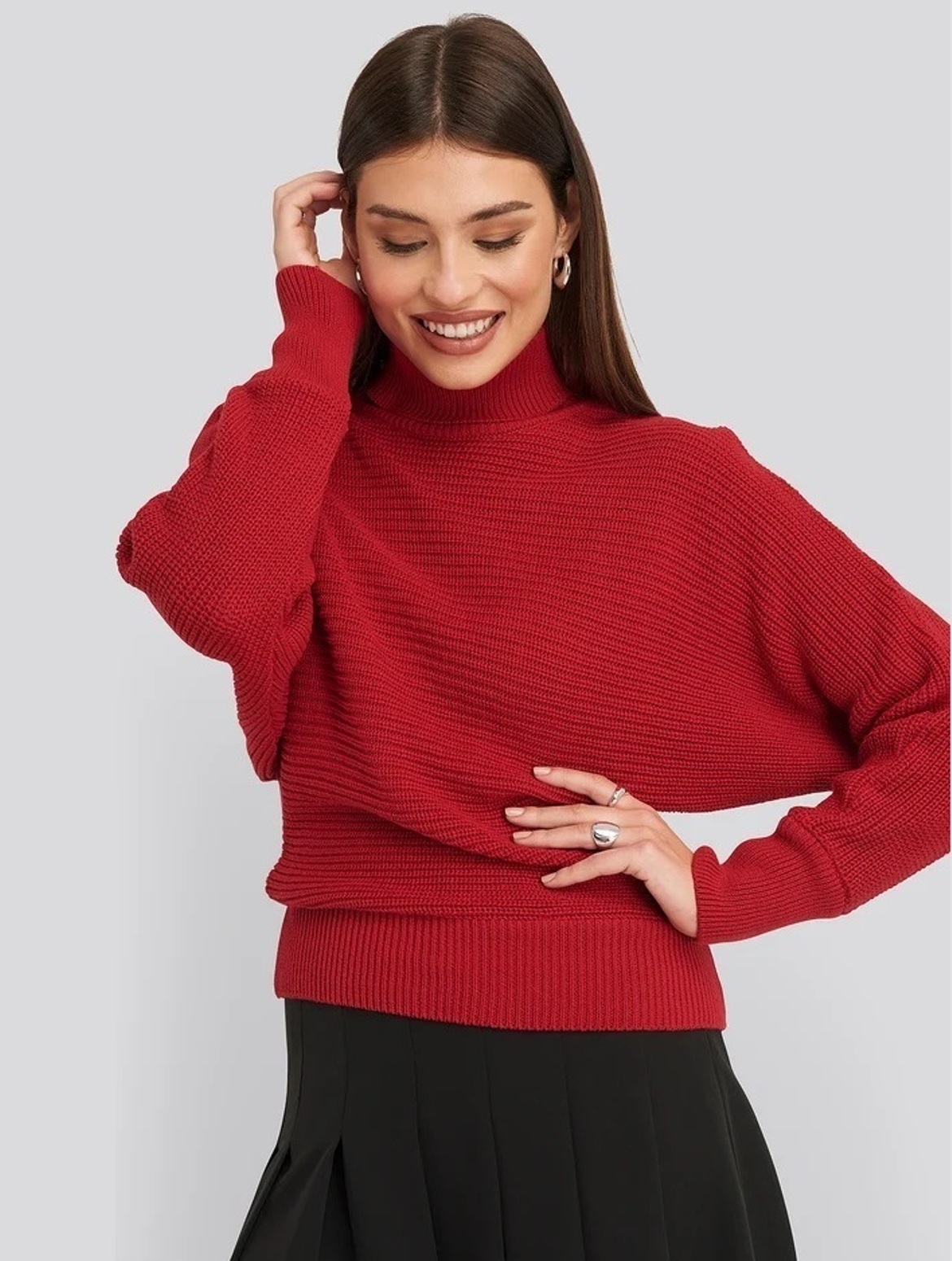 

Вязанный свитер с горлом NA-KD 1100000337  Красный, Вязанный свитер с горлом NA-KD 1100000337 M Красный