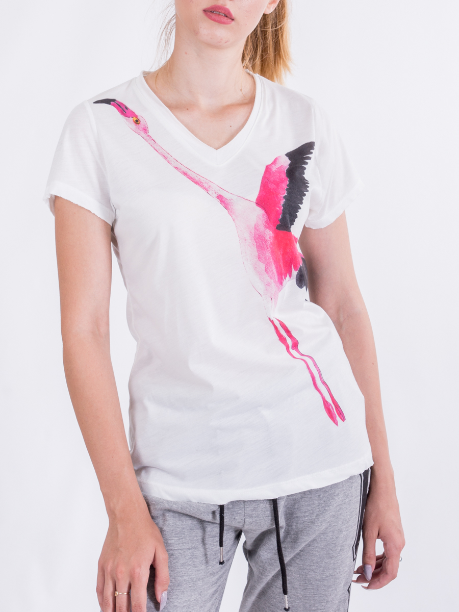 

Футболка с принтом фламинго BEBE PLUS 23406  Белый, Футболка с принтом фламинго BEBE PLUS 23406 S Белый