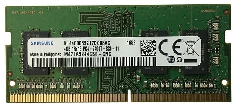 

Оперативная память Samsung 4 GB SO-DIMM DDR4 2400 MHz (M471A5244CB0-CRC)
