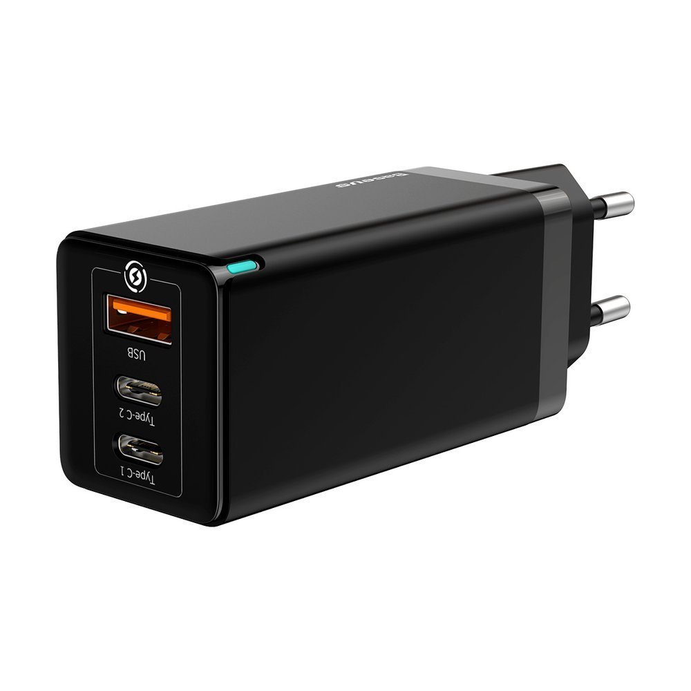 

Зарядное устройство Baseus GaN Quick Travel Charger 65W USB-A/2xUSB-C Black (CCGAN-B01)