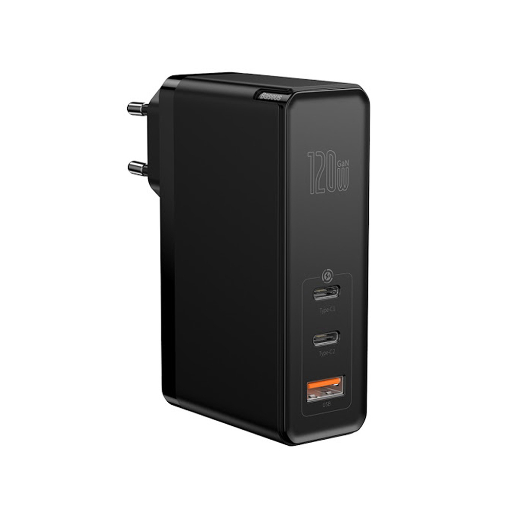 

Зарядное устройство Baseus GaN Mini Quick Charger 120W USB-A/2xUSB-C with USB-C to USB-C Cable 1m Black (CCGAN-J01)