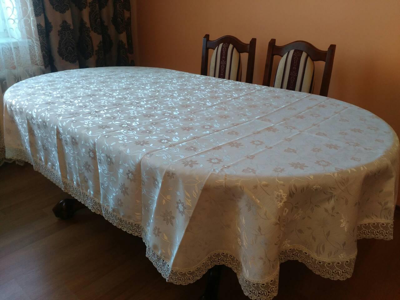 

Скатерть CARDION овальная "ALYA" 160*260 см кремовая