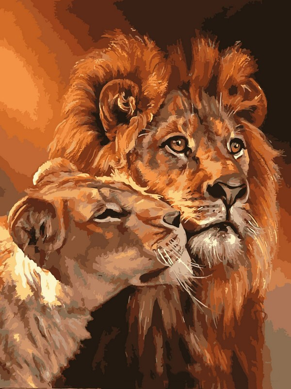 

Львиная нежность ( в раме). Набор для рисования. Babylon Premium 40x50