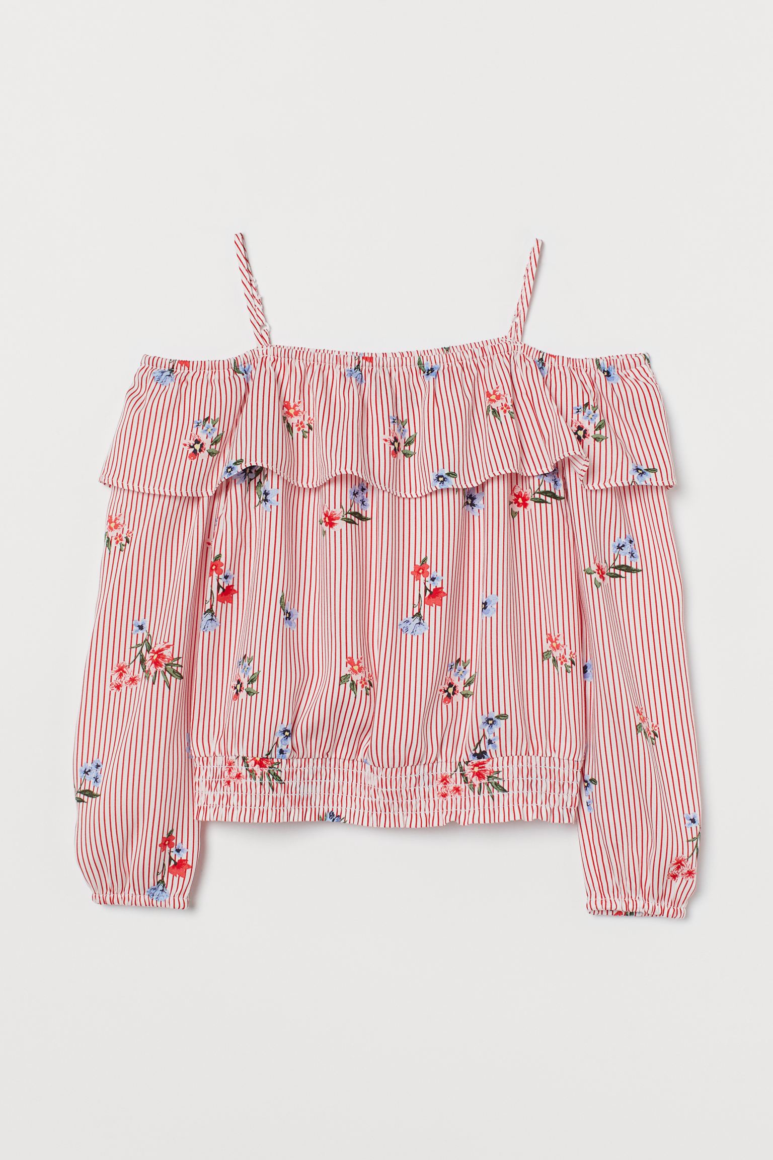 

Блуза H&M 146см бело красный полоска 9058134151