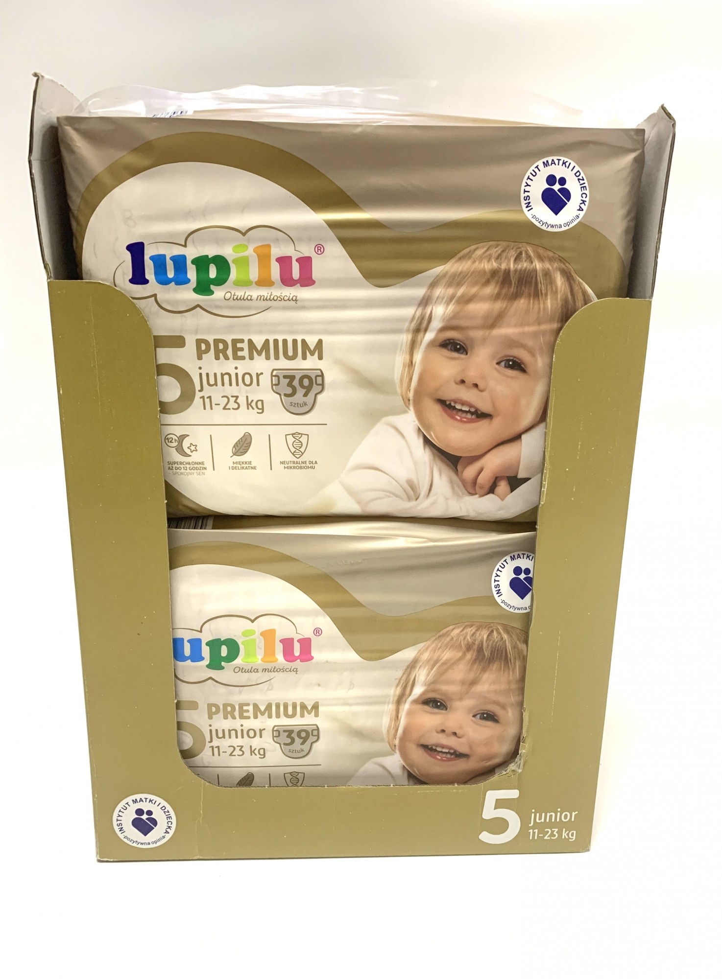 

Набір з 4 уп. по 39 шт (разом 156 шт) підгузників 5 розміру Lupilu premium Jumbo Bag 11-23 кг