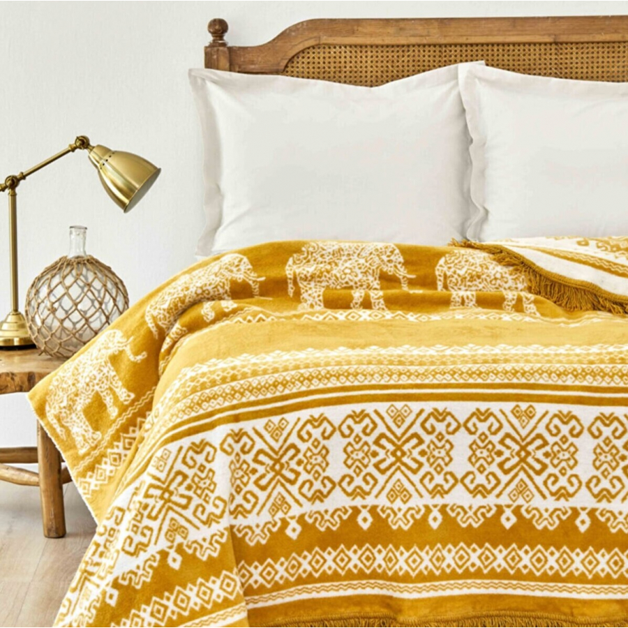 

Плед Karaca Home Colmar hardal горчичный 180*220 евро (svt-2000022298827)