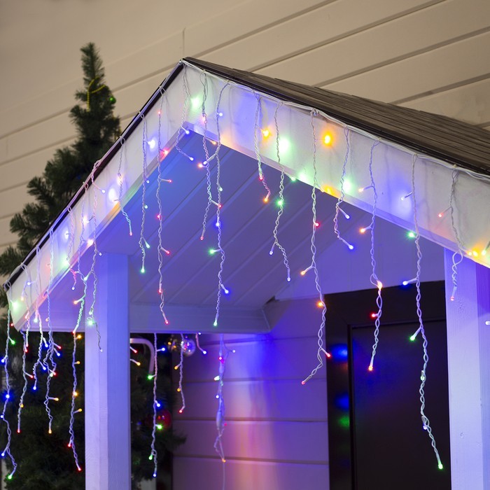 

Светодиодная уличная гирлянда Бахрома (Icicle) 5 метров / 100 led "Мульти" (Белый провод)