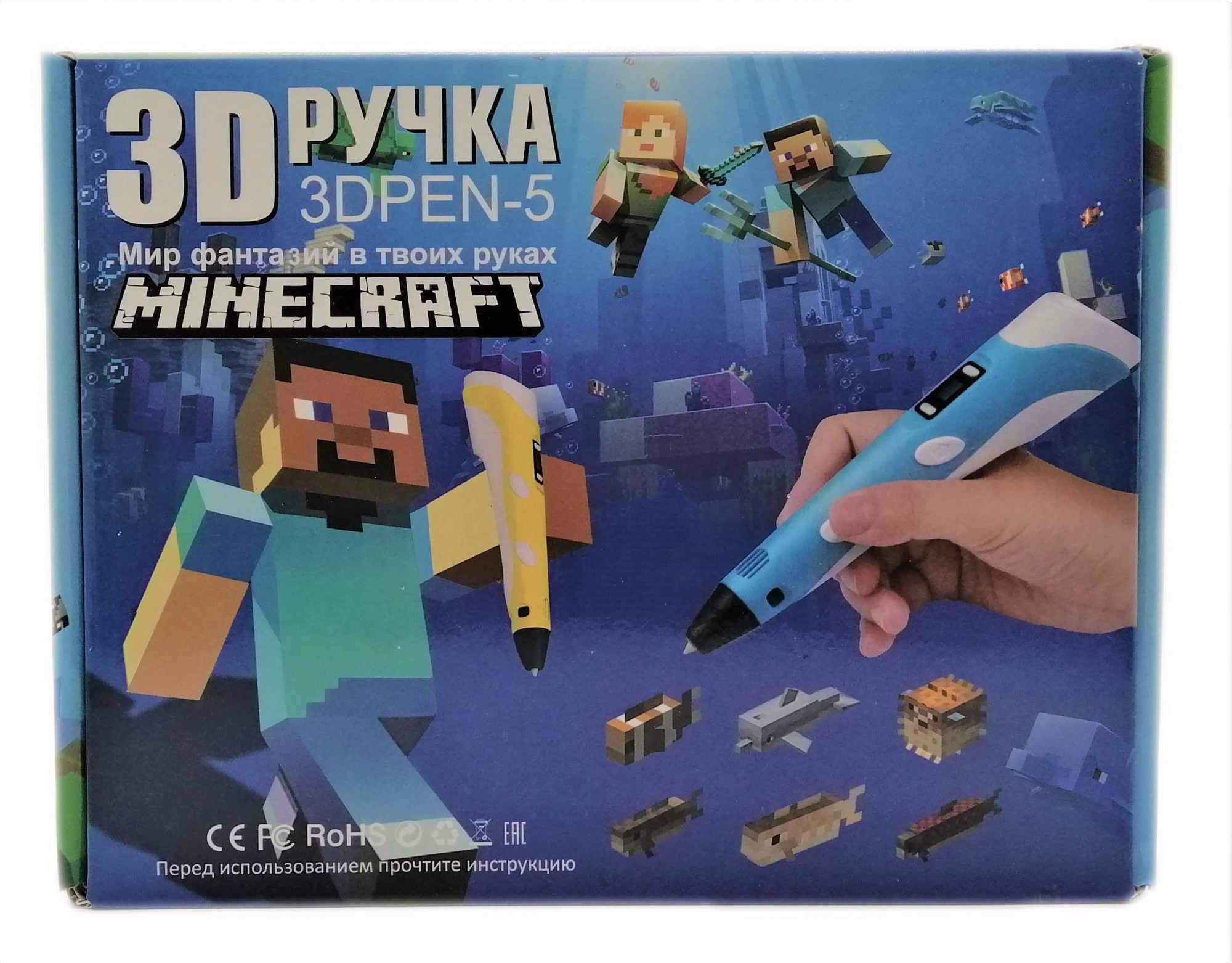 

3D ручка с LCD Дисплеем Майнкрафт CH3D Minecraft 3D PEN-5 GEN для рисования Эко пластиком + Трафареты