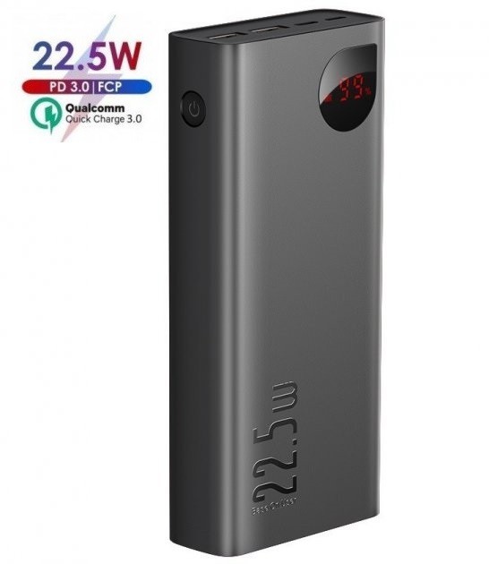

Павербанк Baseus Drop Display 20000mAh |3A/22.5W, Type-C/2USB|