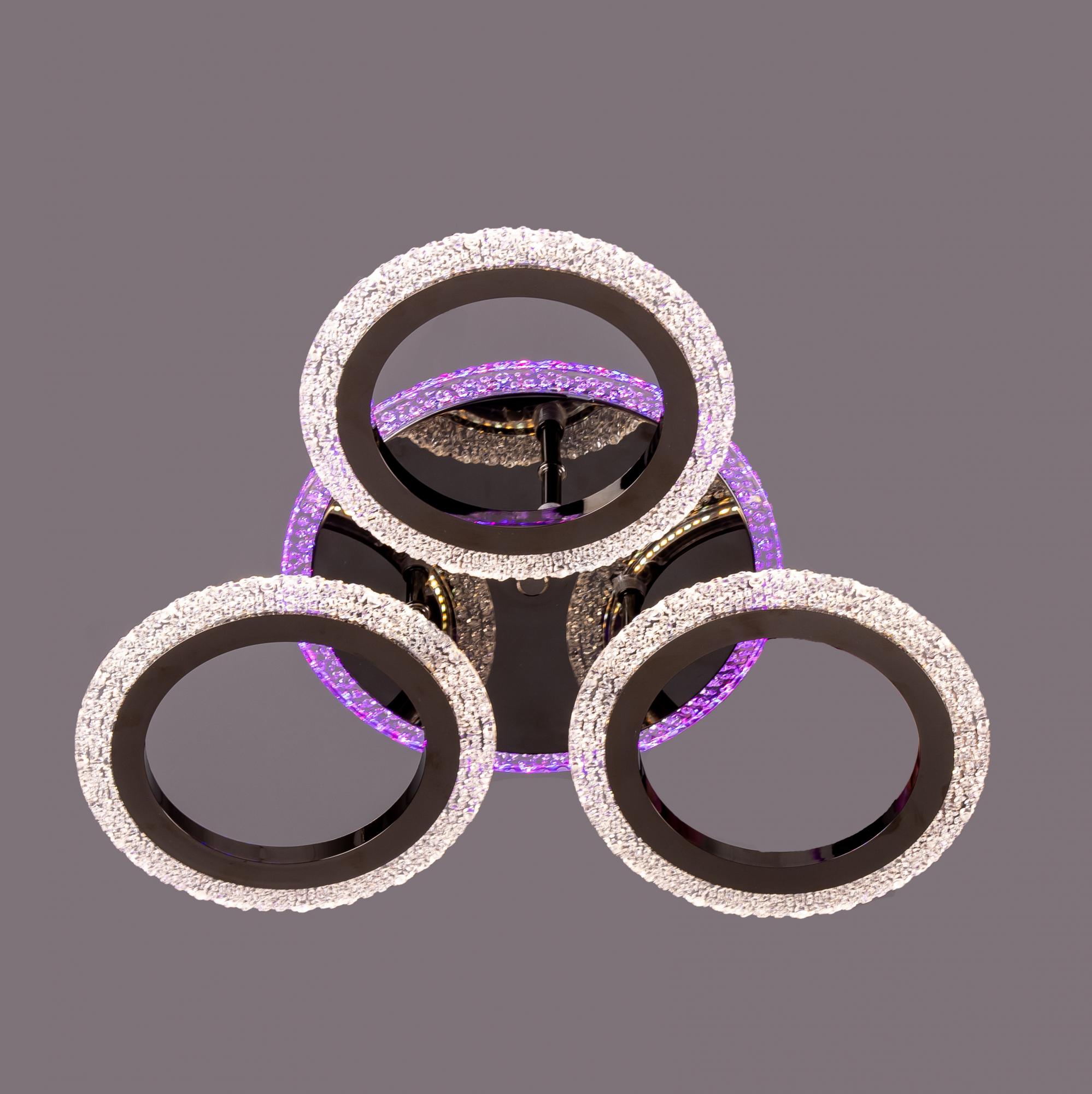 

Люстра светодиодная черная с RGB подсветкой и пультом Sneha (9975103122/3C BP+RGB 54w+6w)