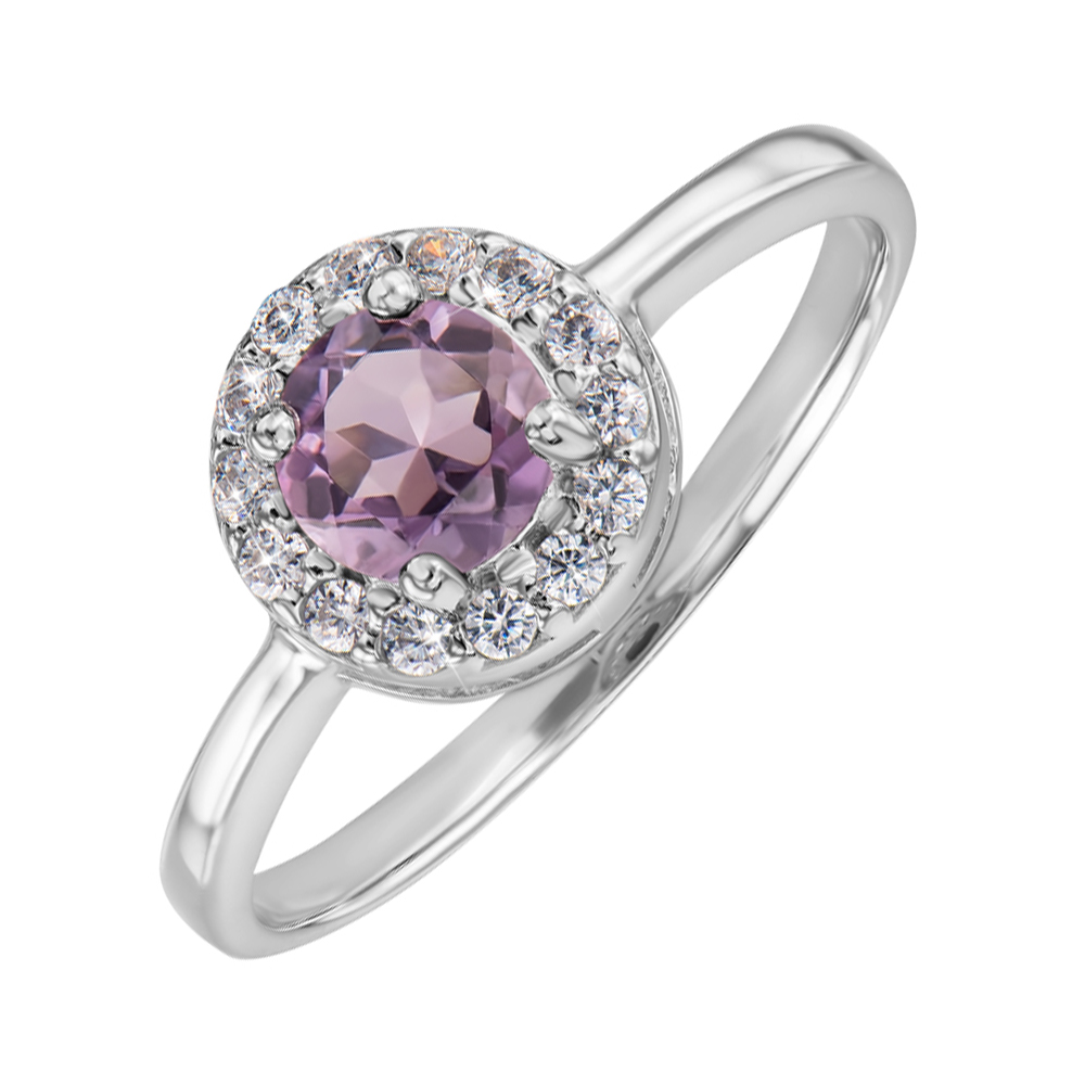 

Серебряное кольцо с аметистом и фианитами 000147181 15.5 размера