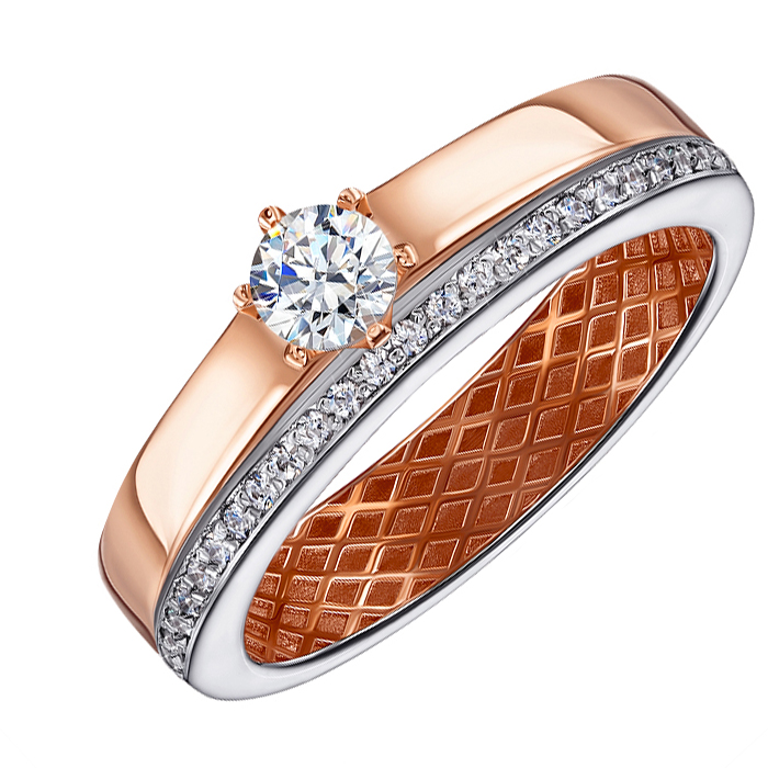 

Золотое кольцо в комбинированном цвете с фианитами S Zirconia 000137209 16.5 размера