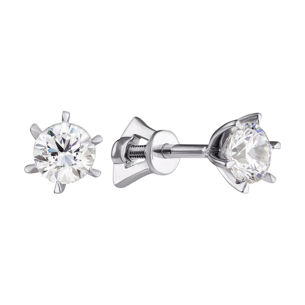 

Серьги-пуссеты из белого золота Лучи света с фианитами S Zirconia 000029483