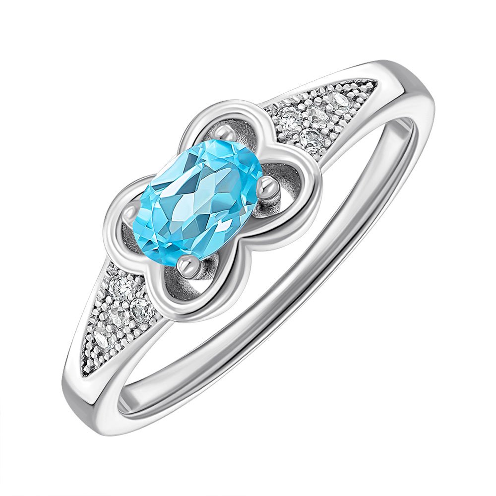 

Кольцо из серебра с топазом и фианитами 000151952 17 размера