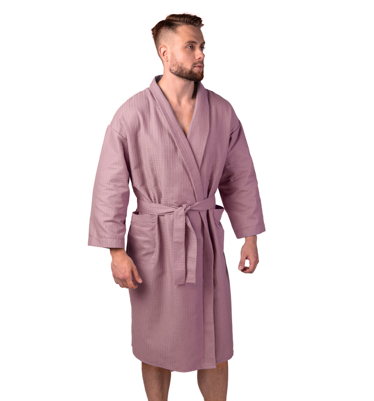 

Вафельный халат Luxyart Кимоно размер (46-48) М 100% хлопок орхидея (LS-3355)