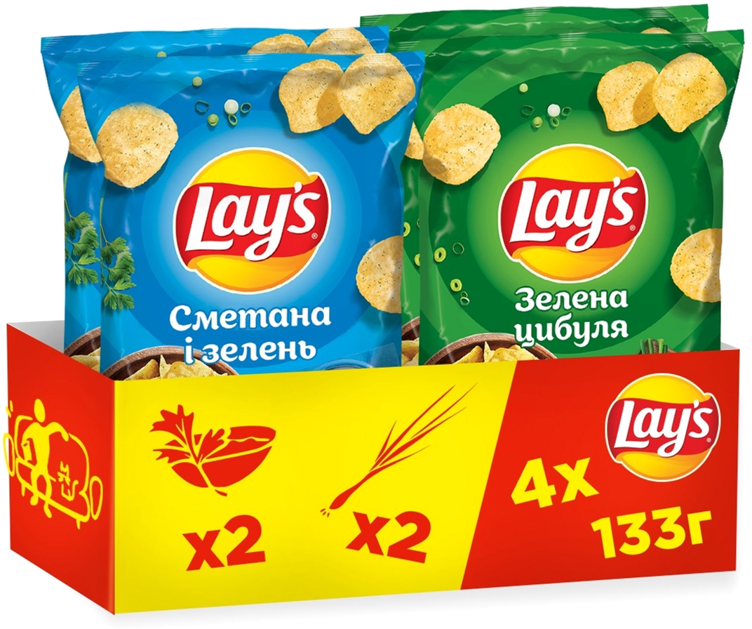 Упаковка-микс чипсов Lay's 2 вкуса 133 г х 4 шт (4823063120746 ...