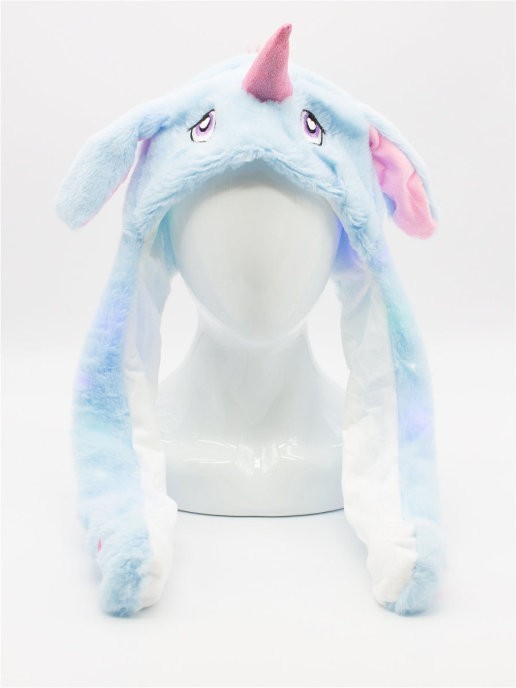 

Шапка Единорог светящаяся с двигающимися ушками Kigurumi blue