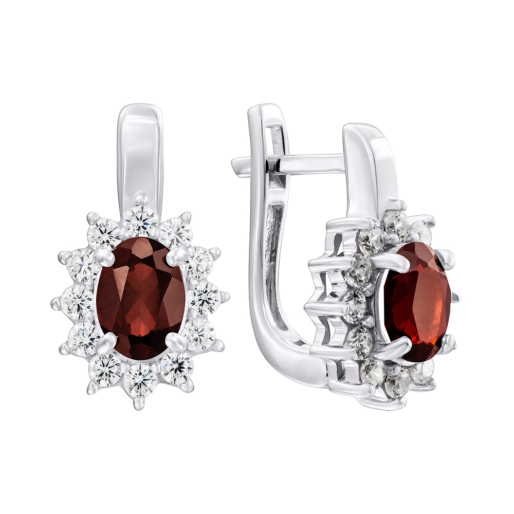 

Серебряные серьги с гранатом и фианитами 000137240