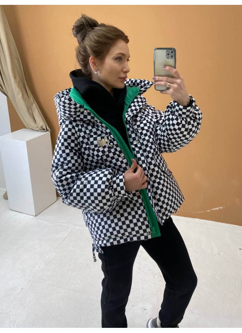 

Пуховик в клетку зимний автоледи Modern Boutique черный, M ПУХ631