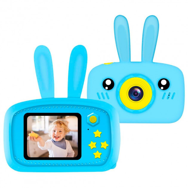 

Детский фотоаппарат цифровой Зайчик Smart Kids Camera Full HD 1080P 3MP з картою 16 GB Голубой (rt-26)