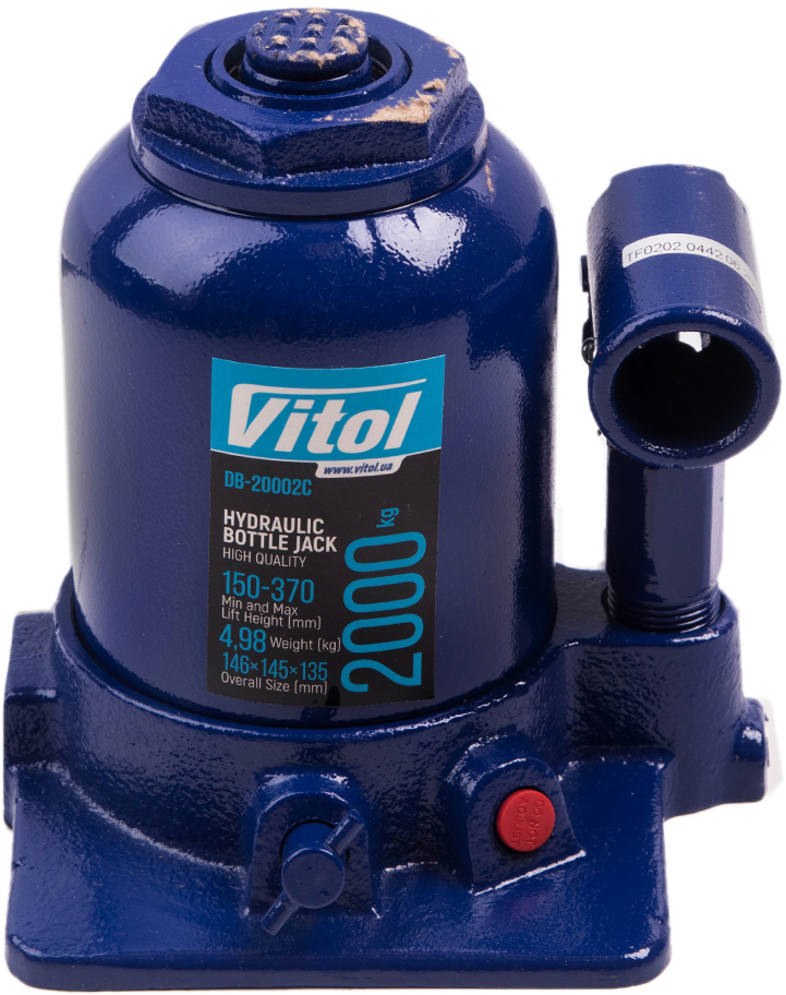 Акція на Домкрат гидравлический бутылочный Vitol 2 т 2х цилиндровый 150-370 мм 5.3 кг (TF0202) від Rozetka UA