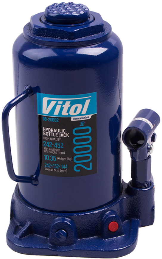Акція на Домкрат гидравлический бутылочный Vitol 20 т 242-452 мм 11 кг (T92004) від Rozetka UA