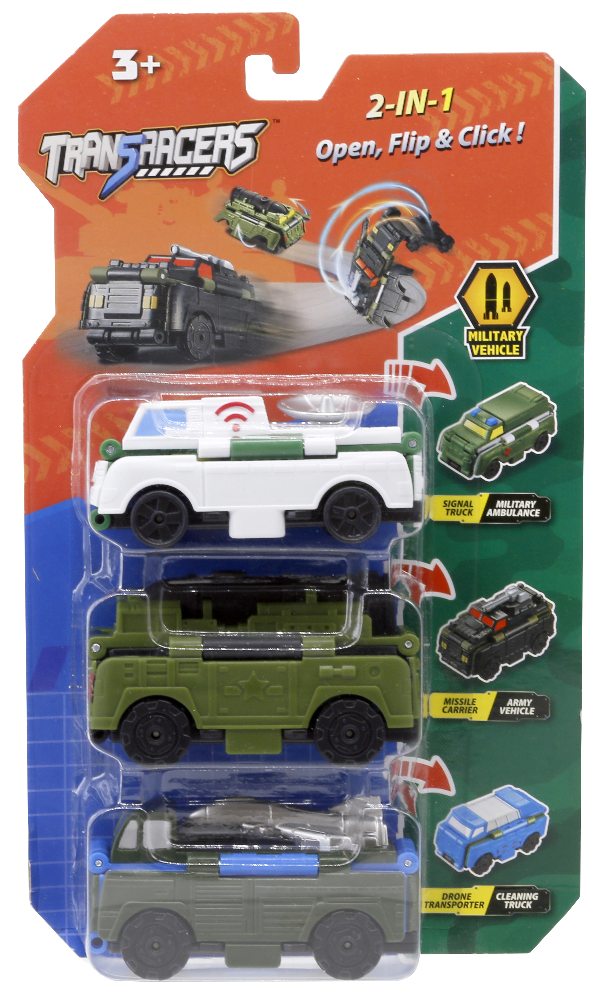 

Машинки 2-в-1 Військовий транспорт (3 елементи) TransRacers (6618734)
