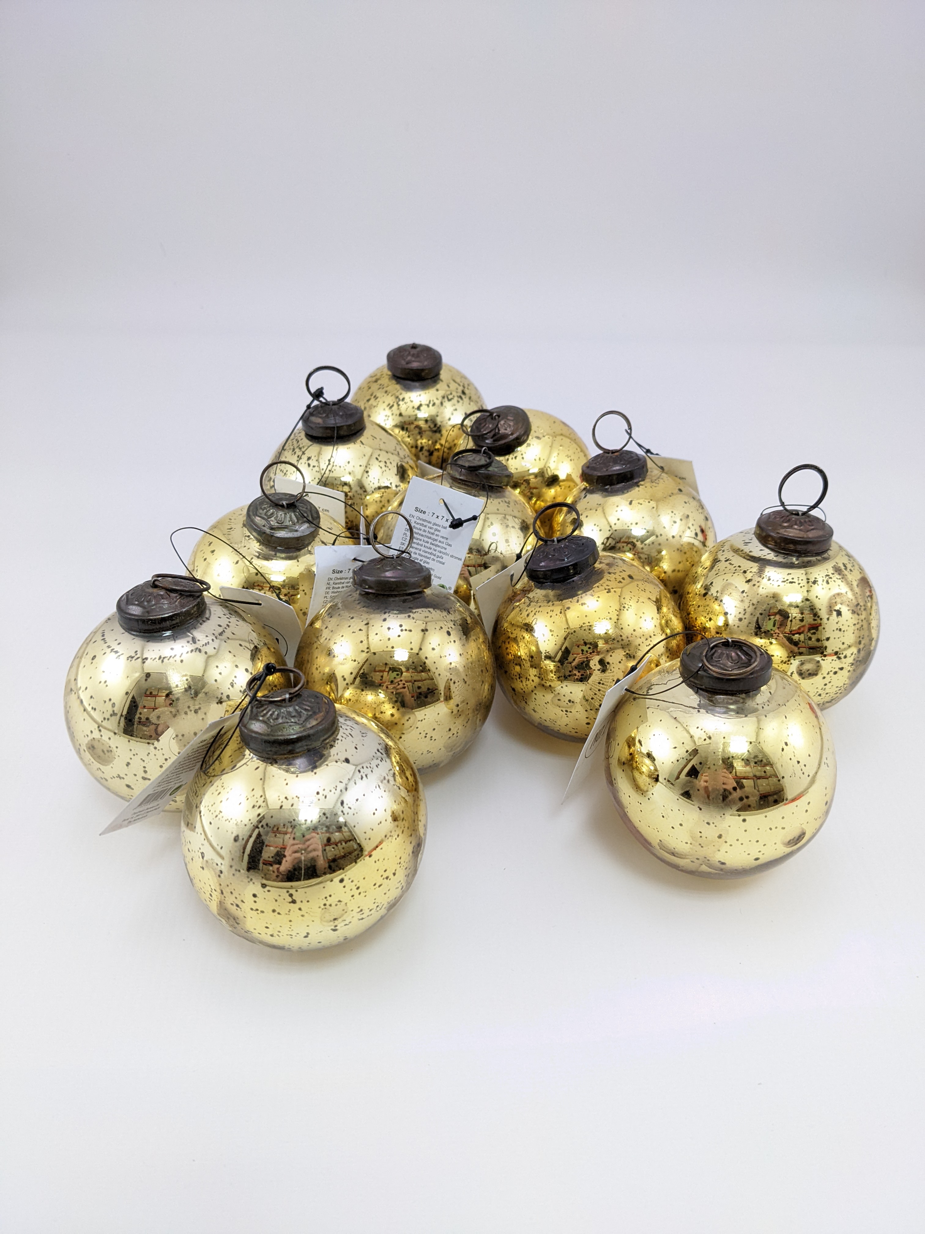 

Новогодние игрушки шар стекло 12 шт. Xmas Baubles золотой PM2-10547