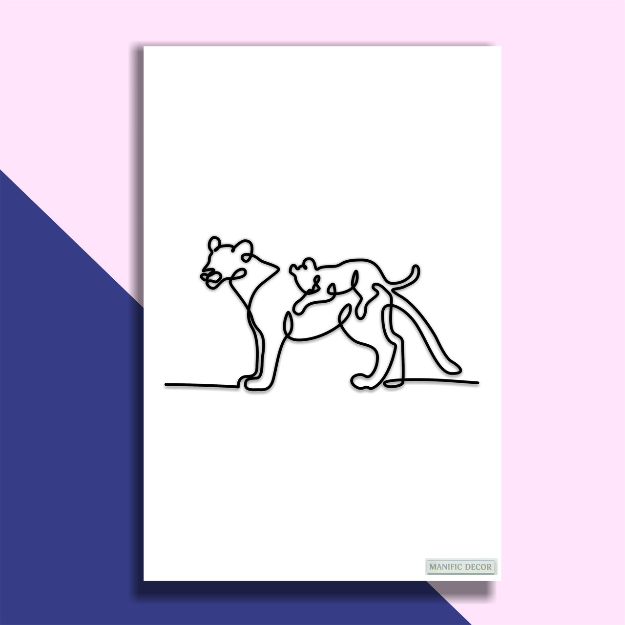 

Картина интерьерная абстрактная настенная арт панно на холсте Manific Decor Lions & lion cub Львица и львенок 60*80 см