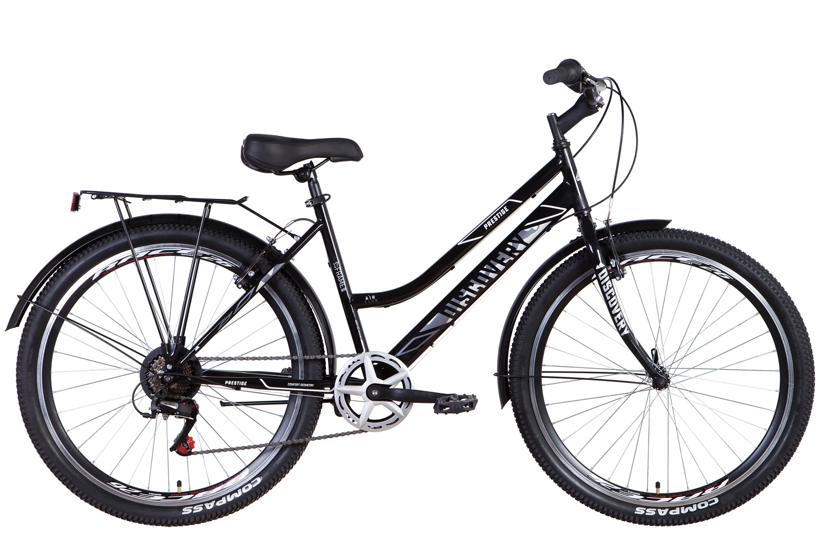 

Велосипед 26" Discovery PRESTIGE WOMAN 2021 (черно-белый с серым) Discovery OPS-DIS-26-360