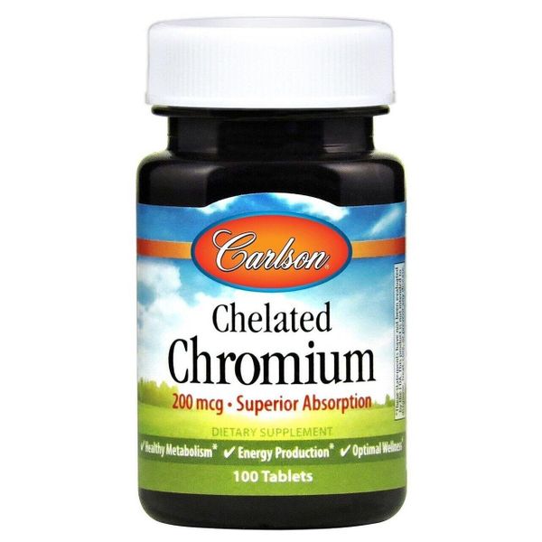 

Хром хелат Chelated Chromium Carlson Labs 200 мкг 100 таблеток (234401)