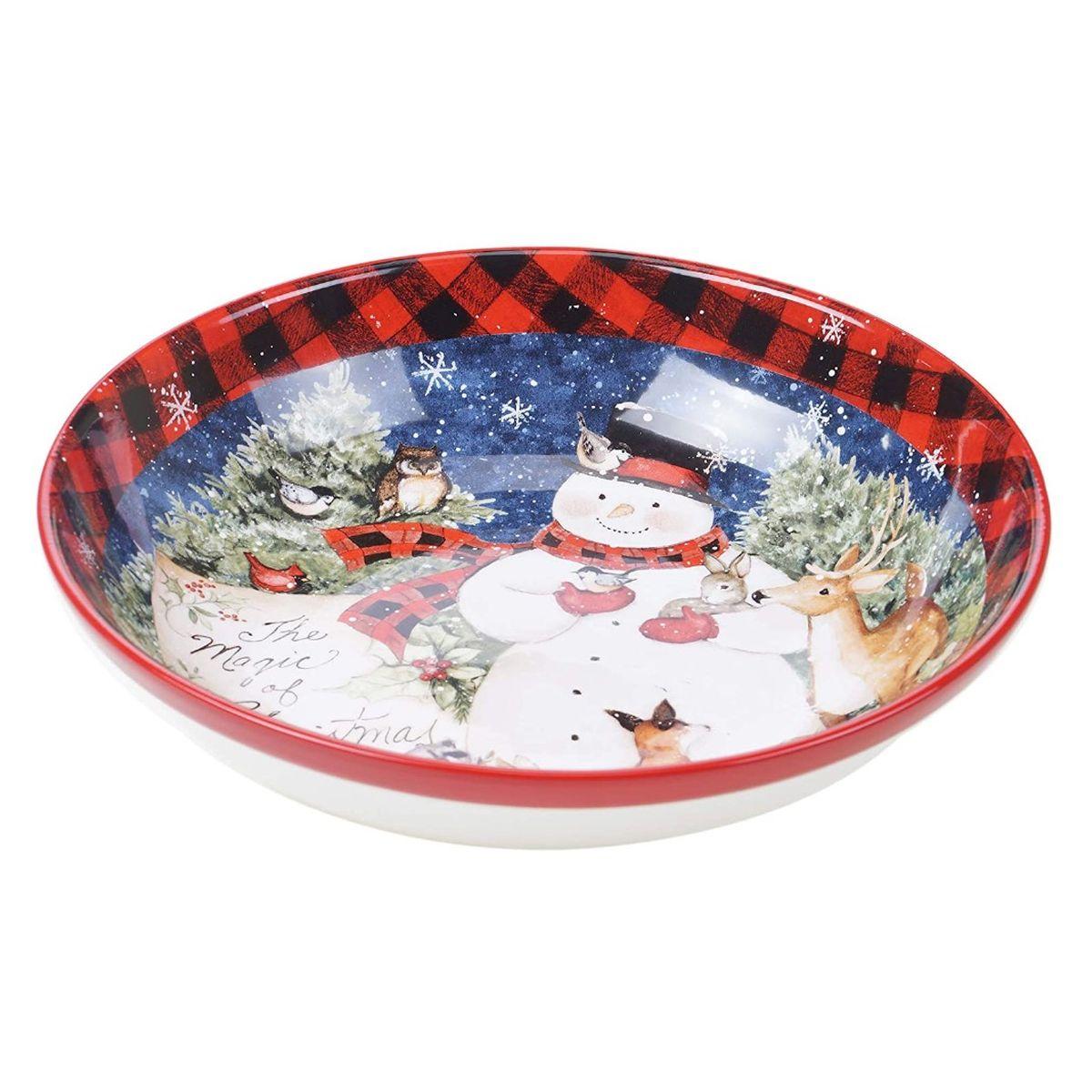 

Праздничный керамический салатник "Рождество со снеговиком"