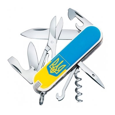 

Ніж Victorinox Climber Ukraine 1.3703.7R3 тризуб жовтоблакитний (Vx13703.7R3)