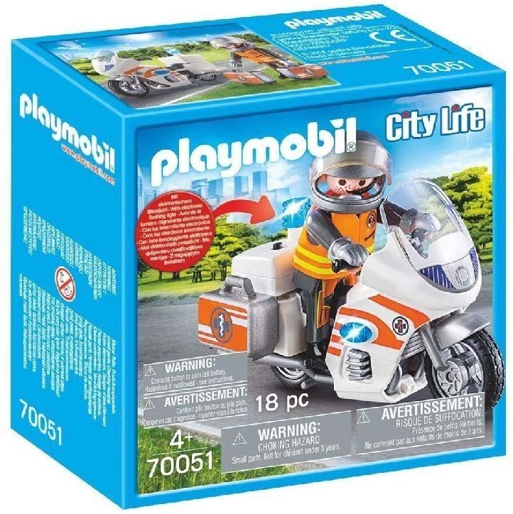 

Конструктор Playmobil Игровой набор Мотоцыкл спасательной службы с водителем 70051