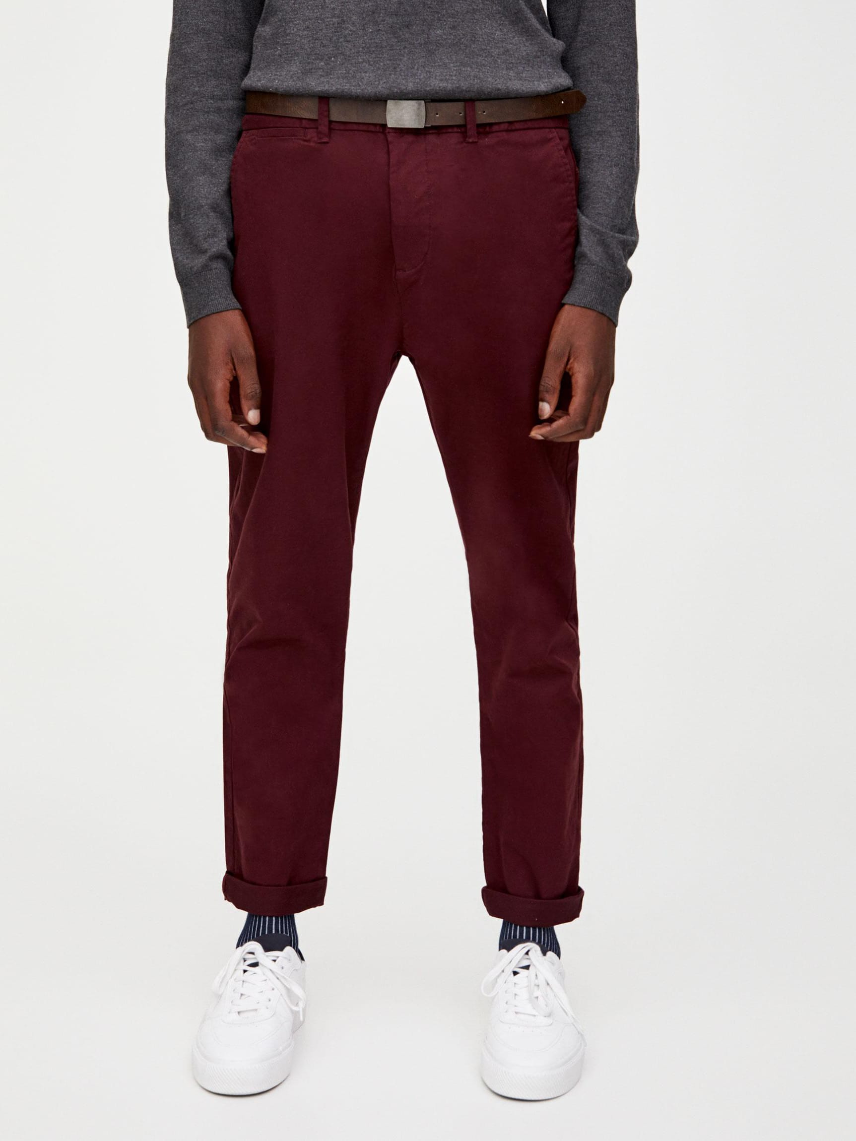 

Брюки Pull & Bear XAZ295041OEVL  Бордовые, Брюки Pull & Bear XAZ295041OEVL 46 Бордовые
