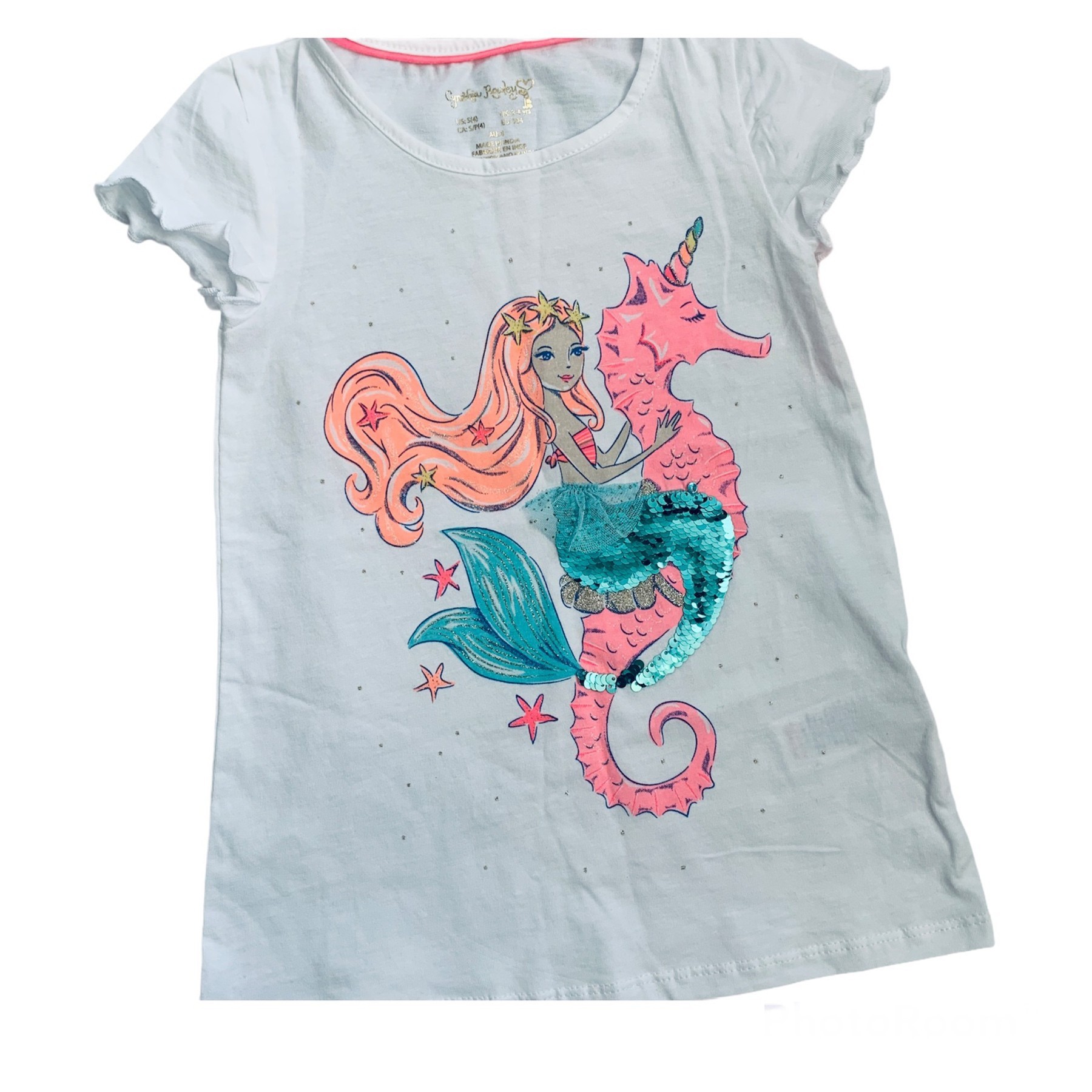 

Футболка Cynthia Rowley 3/4 года 104 см Белая с русалкой