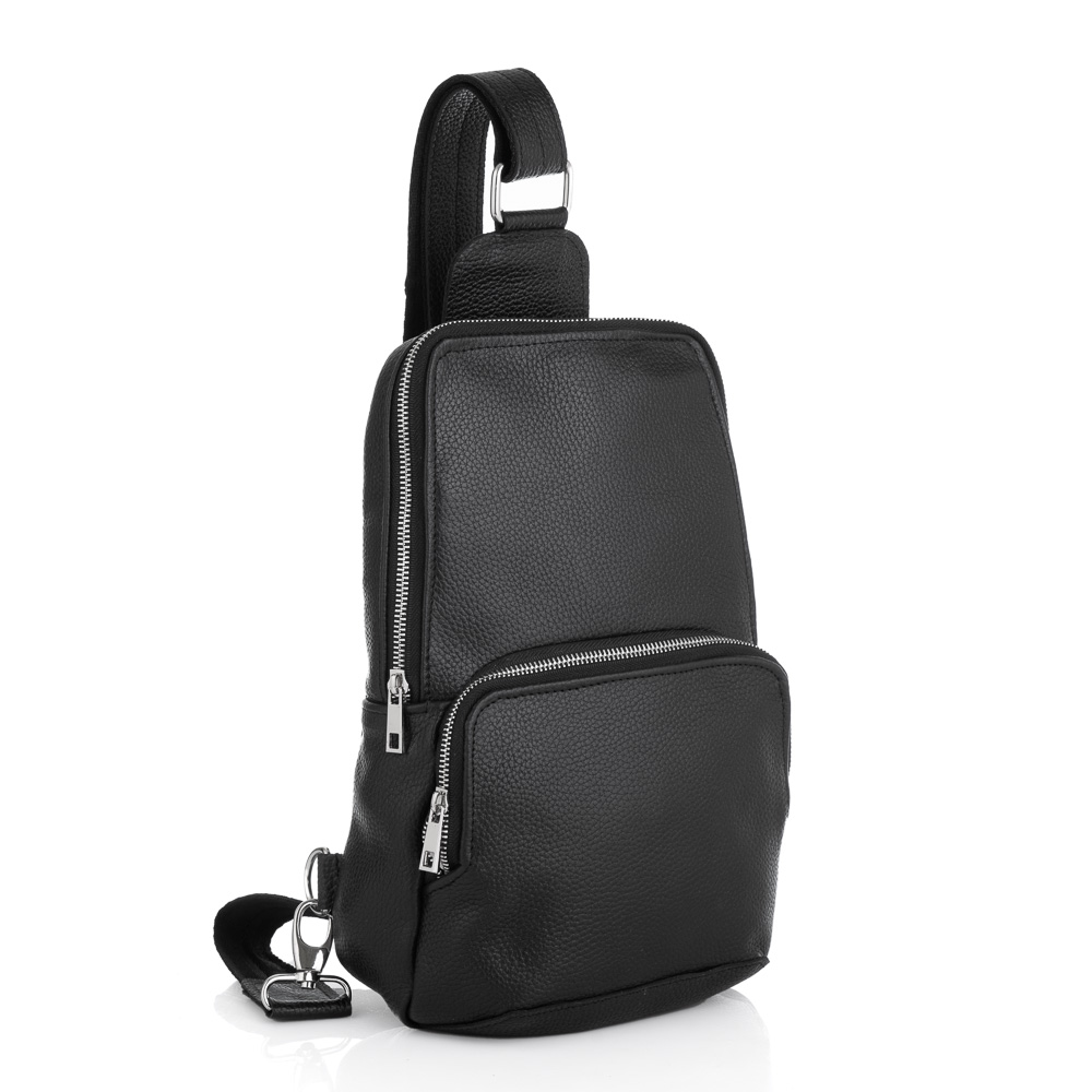 

Чёрная кожаная сумка на грудь мужская Newery N41719FA
