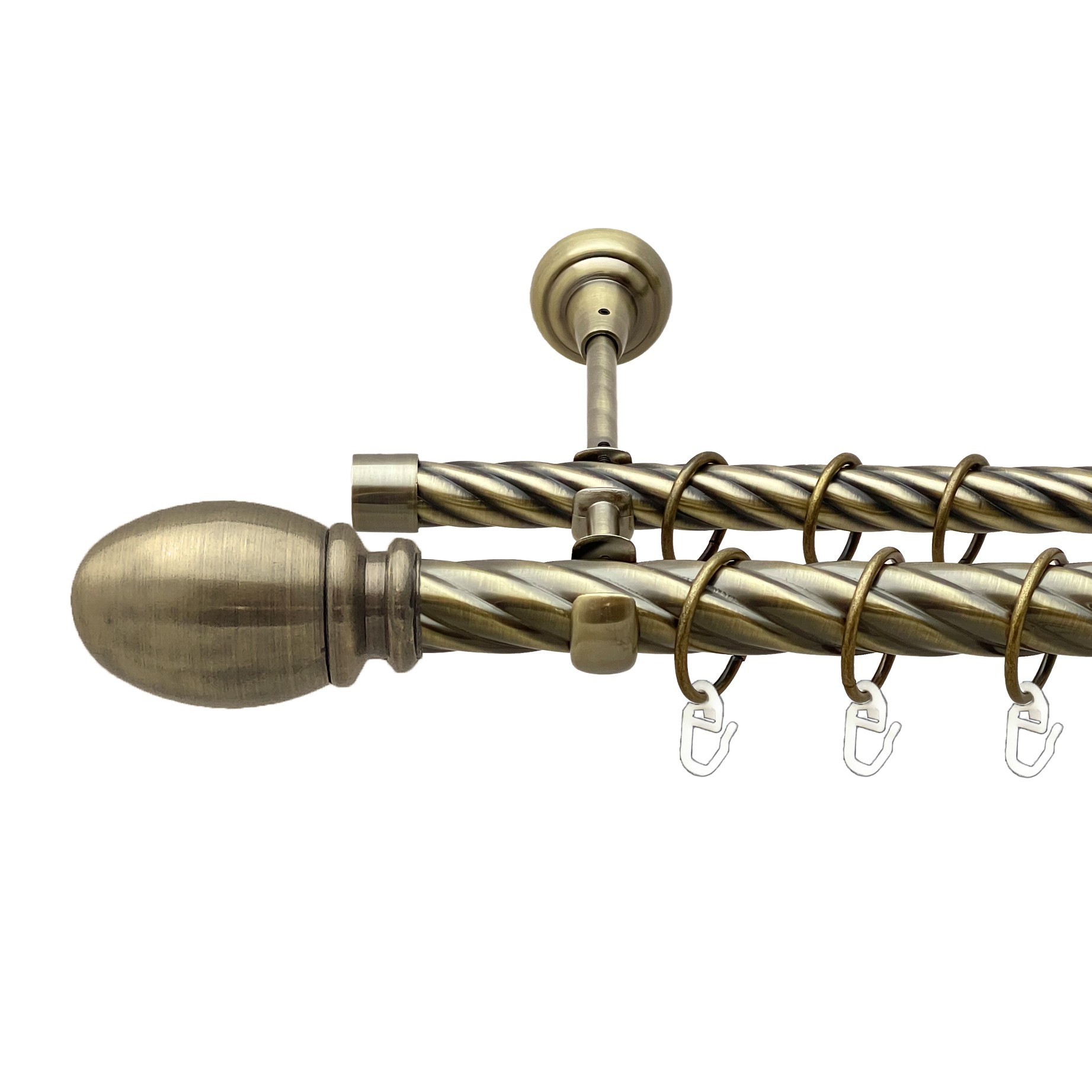 

Карниз Orvit Белуно металевий дворядний відкритий скручена труба кільце металеве Антик 25\19 мм 200 см (00-00017862)