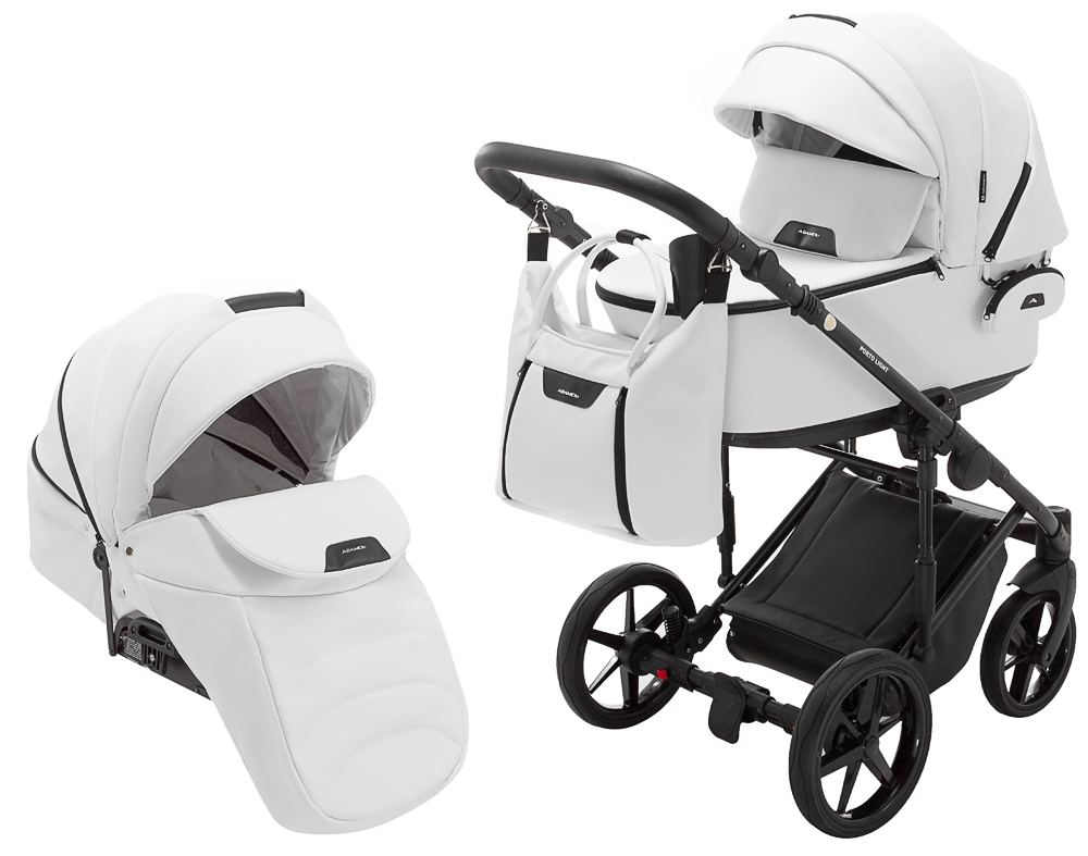 

Коляска 2 в 1 Adamex Porto Light ECO кожа 100% SA-1 белый