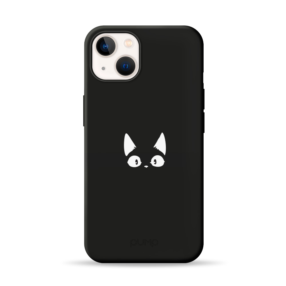 

Чехол Pump Silicone Minimalistic Case for iPhone 13 Funny Cat Черный С рисунком
