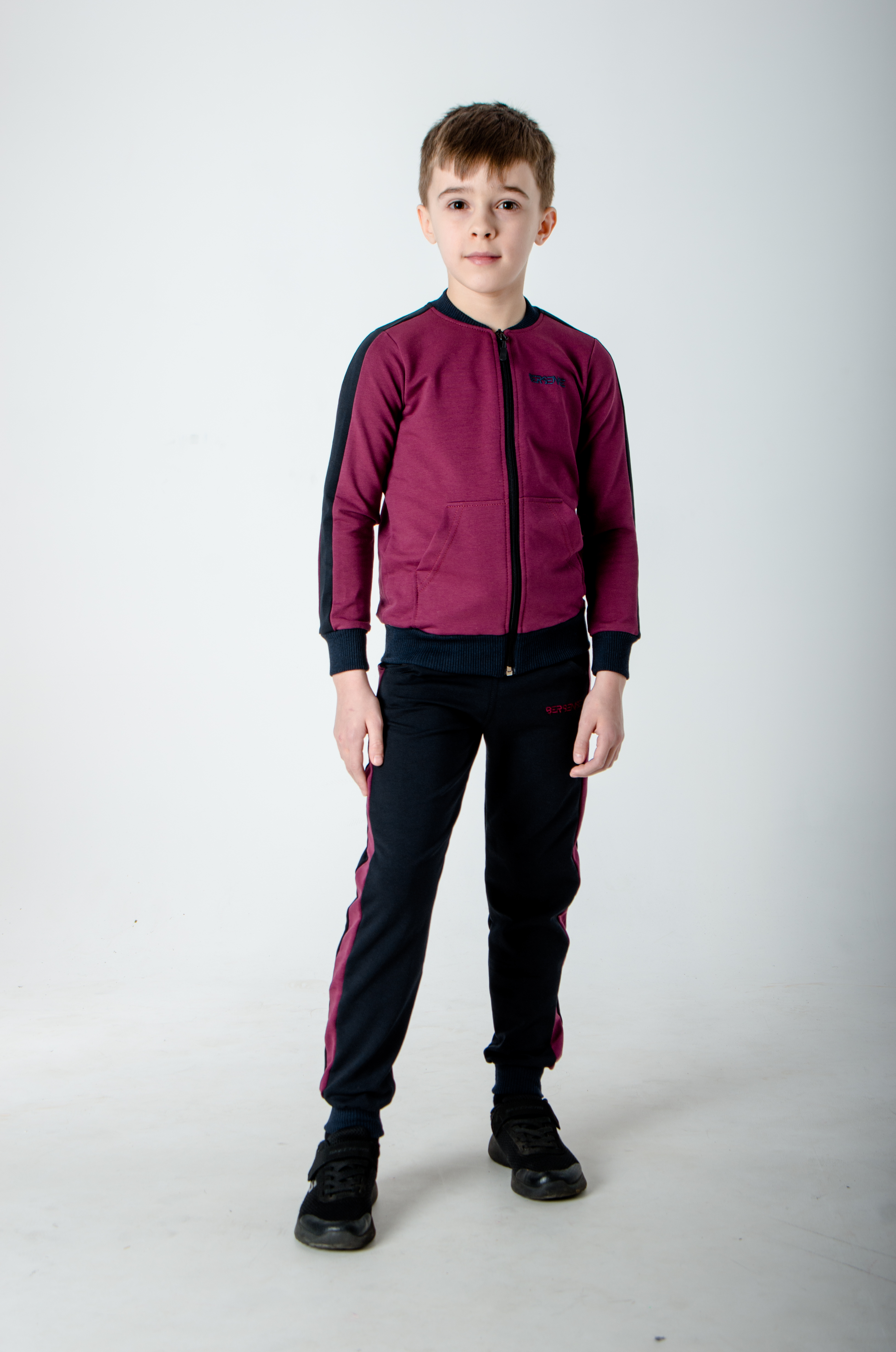 

Дитячий спортивний костюм BERSENSE KIDS SPORT чоловічий на замку бордовий, 128