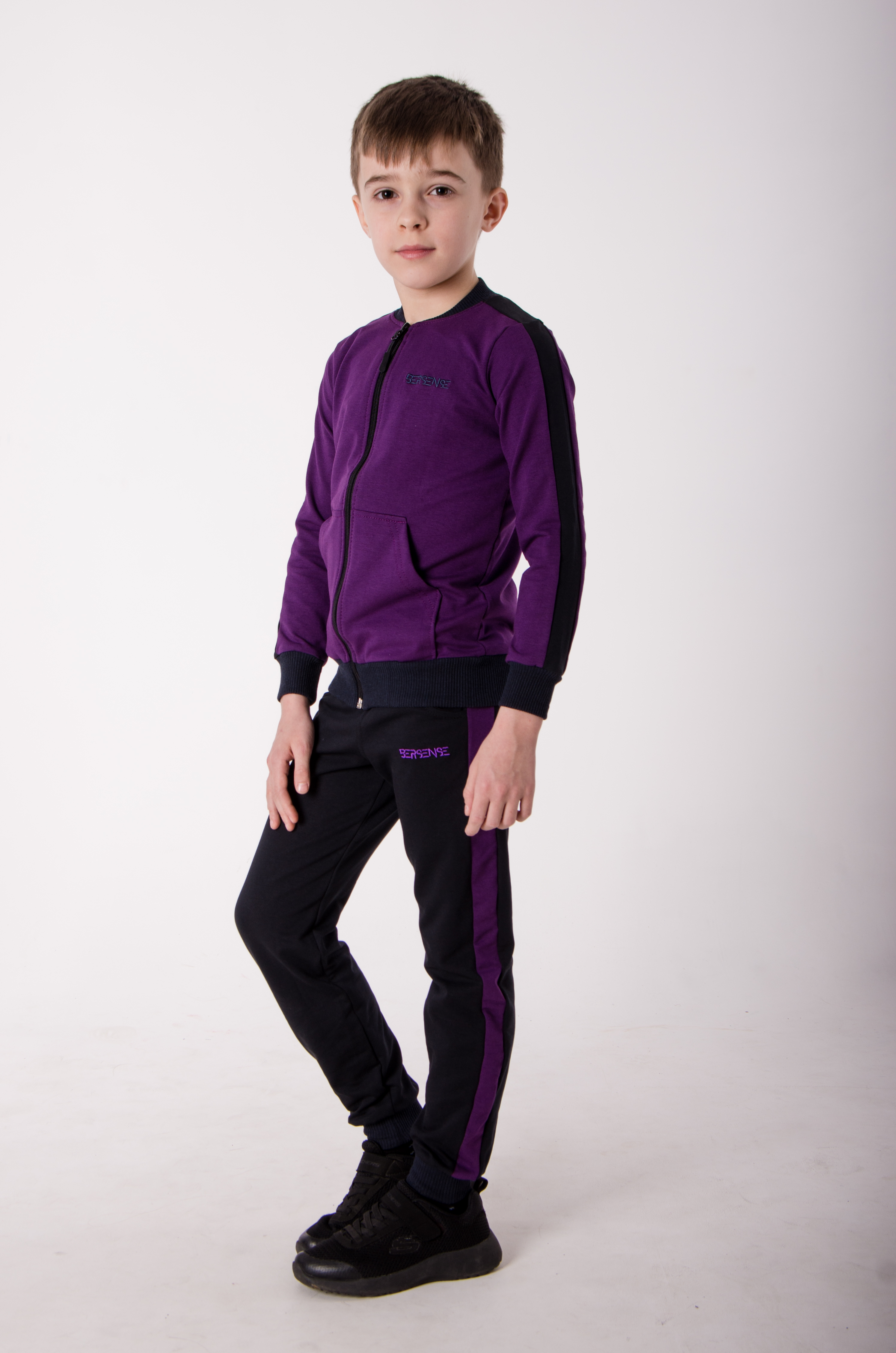 

Дитячий спортивний костюм BERSENSE KIDS SPORT чоловічий на замку фіолетовий, 110