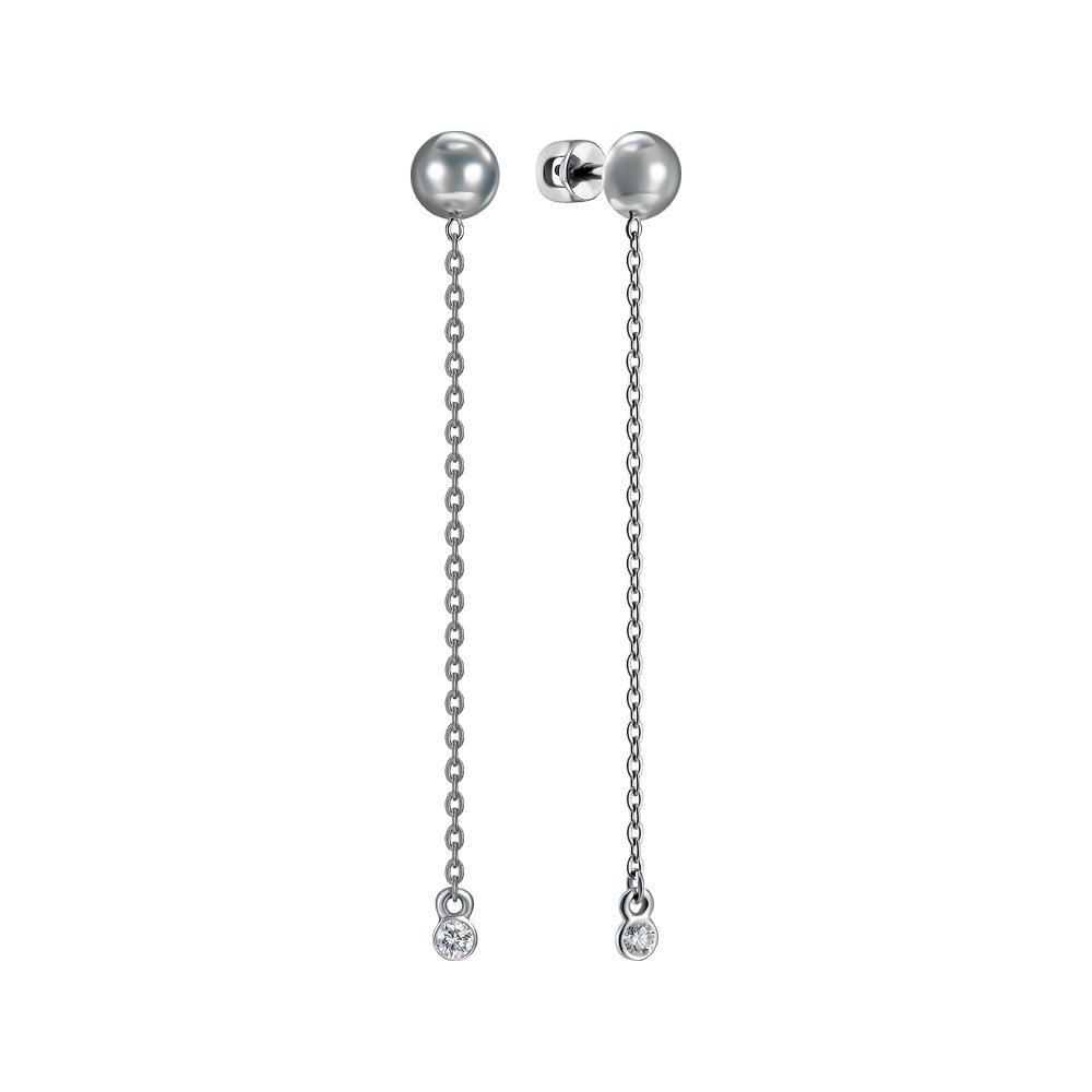 

Серьги-подвески из белого золота с бриллиантом 000152141