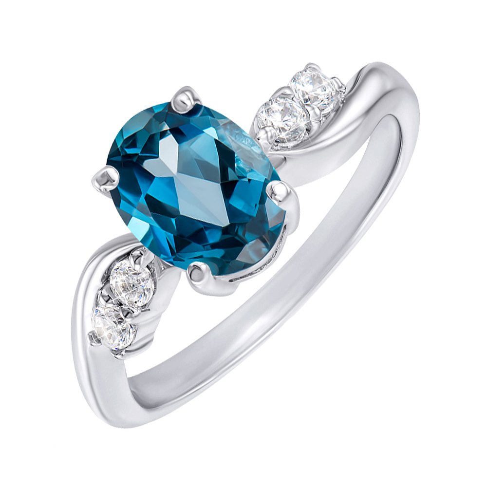 

Серебряное кольцо с топазом и фианитами 000149426 18 размера