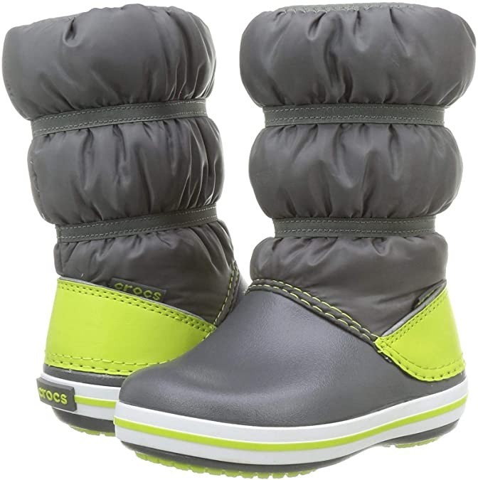 

Зимние сапоги Crocs Crocband, C13, 30-31, серые с салатовым